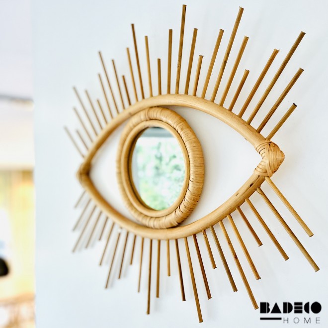 Espejo de Ratan 100% diseño de ojo...