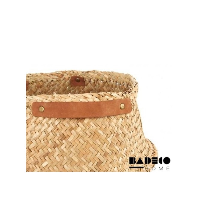 Canasto Fibra Natural con Ecocuero M...