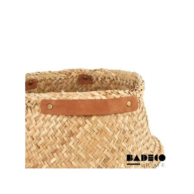 Canasto Fibra Natural con Ecocuero XL...