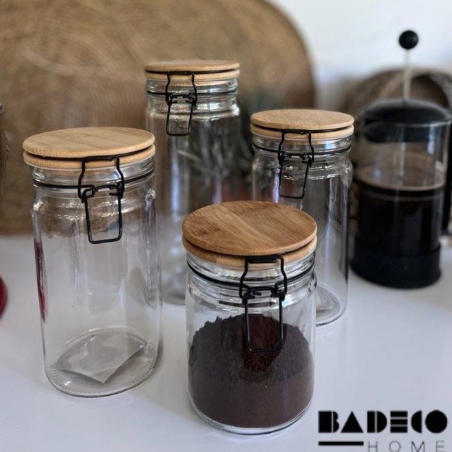 Frasco de Vidrio con Tapa de Acacia -...