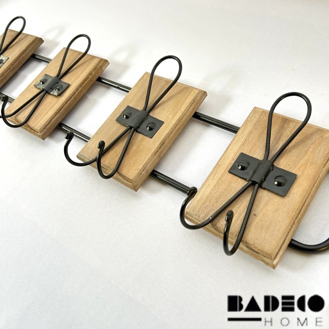 Perchero Metal y Madera 4 Perchas cod...