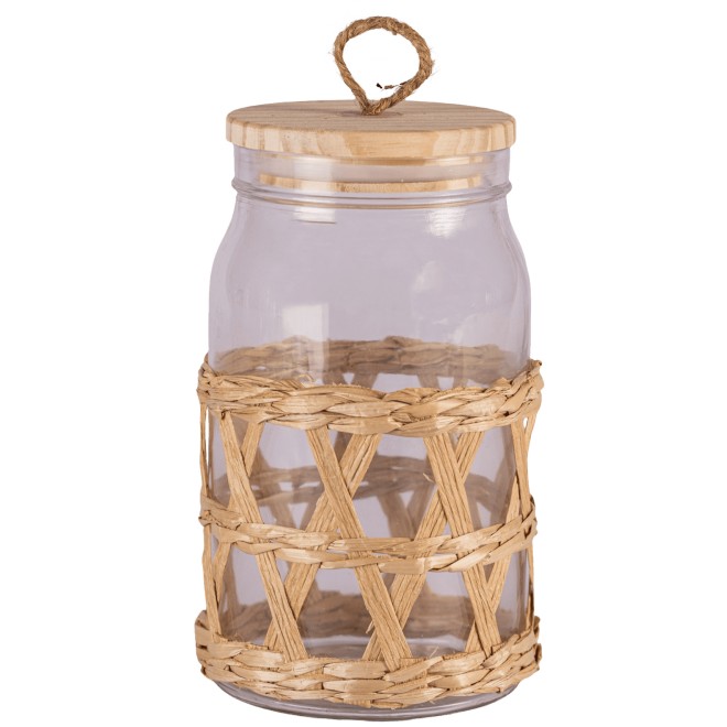 Frasco de Vidrio con Tapa de Madera -...