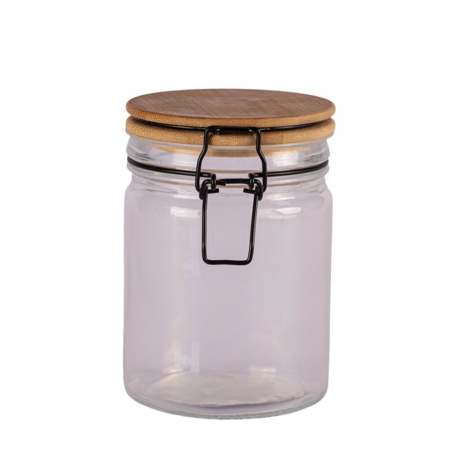 Frasco de Vidrio con Tapa de Acacia -...