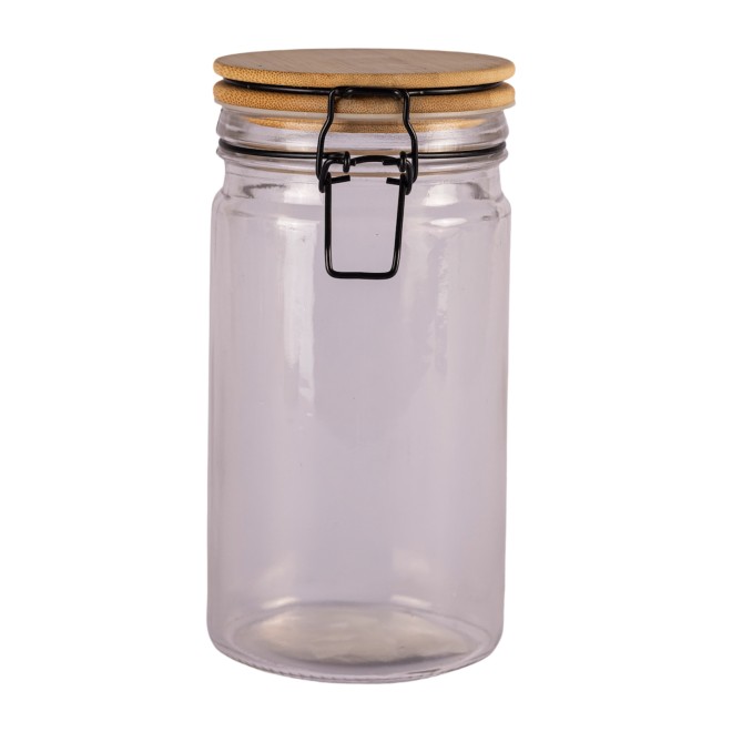 Frasco de Vidrio con Tapa de Acacia -...