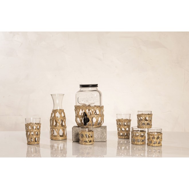 Vaso de Vidrio Cónico con Fibra -...