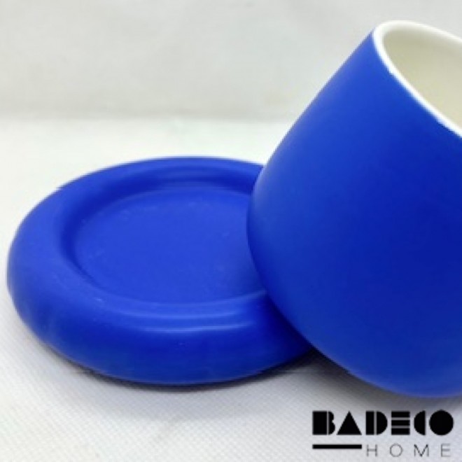 Taza Ceramica con Plato - Color Azul...