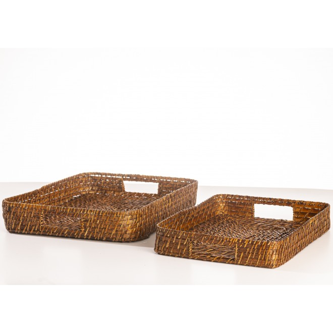 Bandeja Rectangular de Rattan set x 2...
