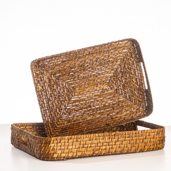 Bandeja Rectangular de Rattan set x 2...
