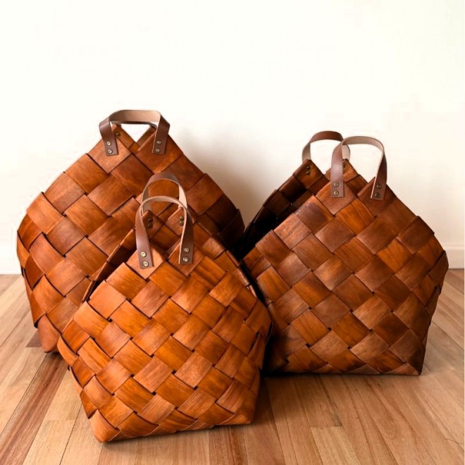 Canastos Laminados Madera Set x3 –...