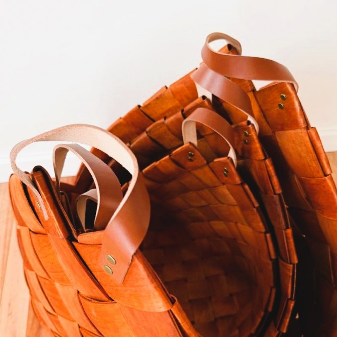 Canastos Laminados Madera Set x3 –...