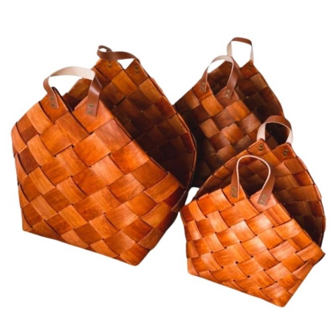 Canastos Laminados Madera Set x3 –...
