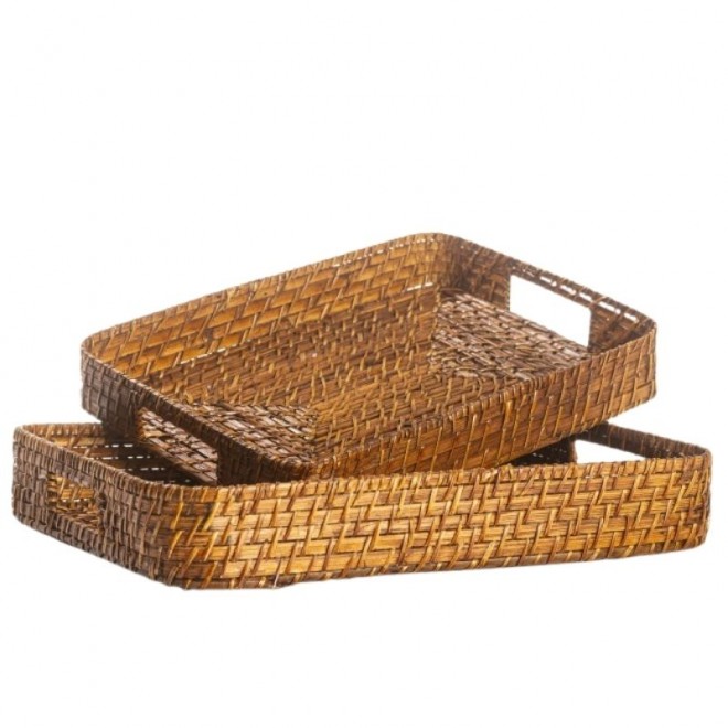 Bandeja Rectangular de Rattan set x 2...