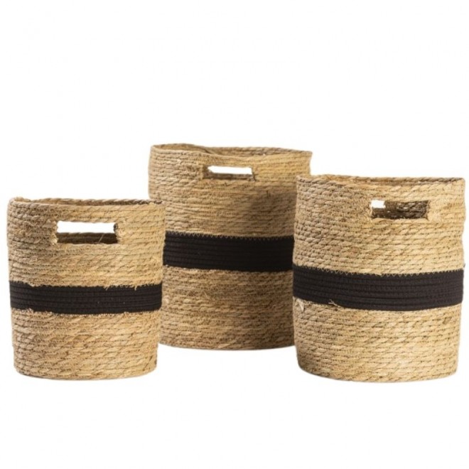 Canastos de Fibra Natural con Negro...