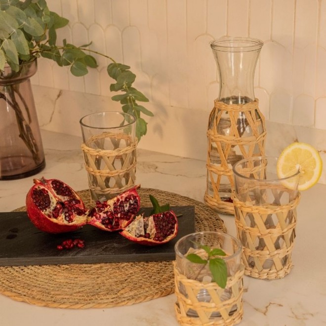 Botella de Vidrio con Fibra Natural...