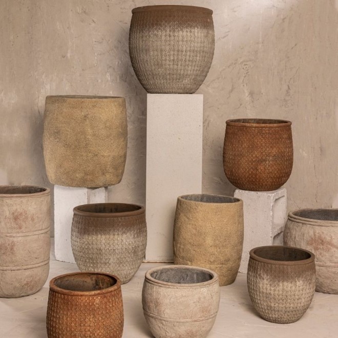 Maceta de Cemento Texturado Set x3...