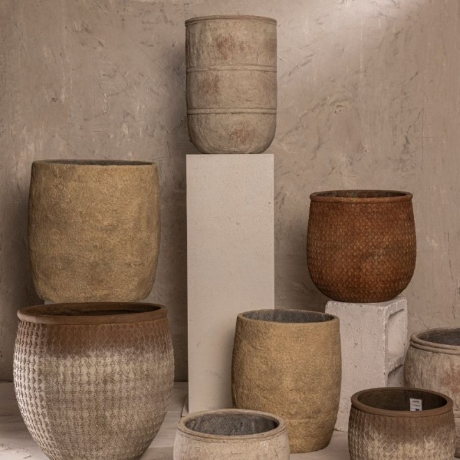 Maceta de Cemento Texturado Set x3...