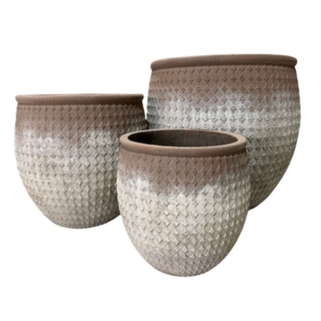 Maceta de Cemento Texturado Set x3...