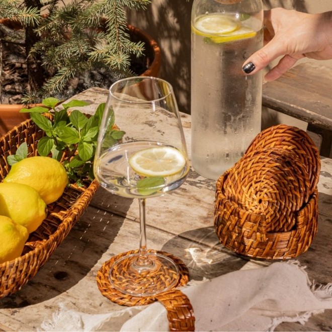 Posa Vasos Rattan Set x6 - cod.130909