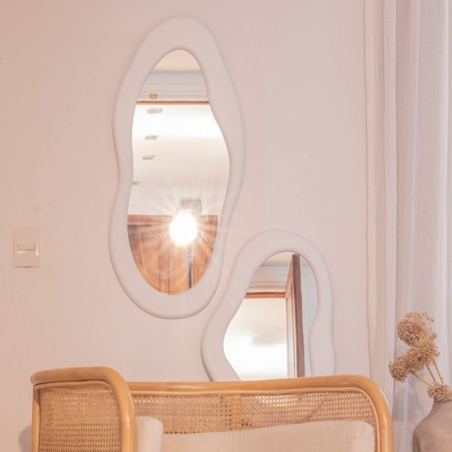 Espejo Forma Organica Madera Laqueada...