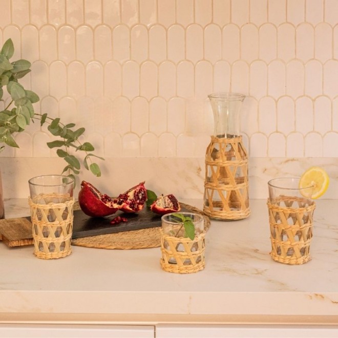 Vaso de Vidrio Cónico con Fibra -...