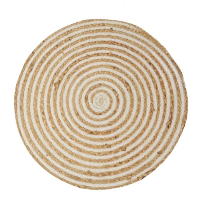 Alfombra de Yute con Algodón Blanco...