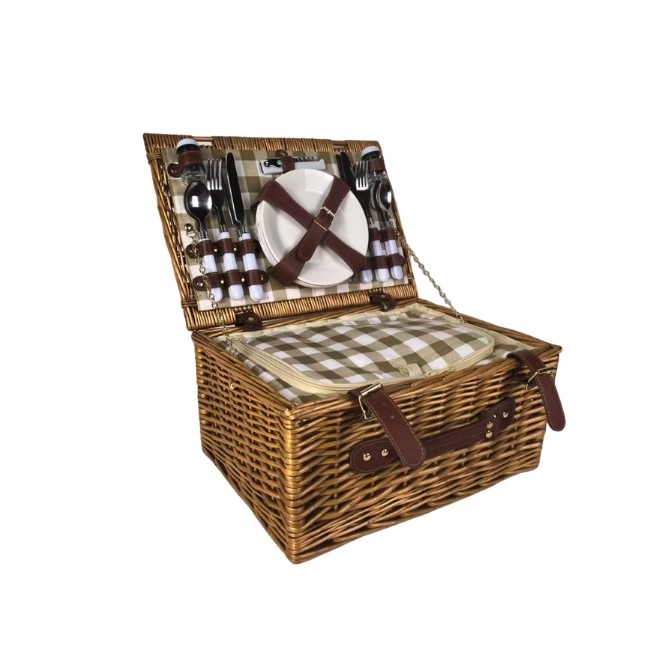 Cesta de picnic de mimbre completa...
