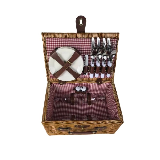Cesta de picnic de mimbre completa...