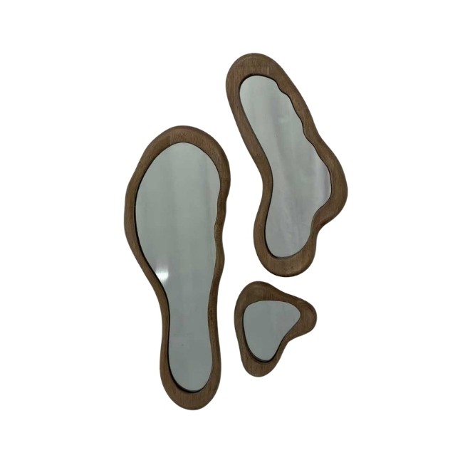 Espejos Set x 3 Marco madera natural...