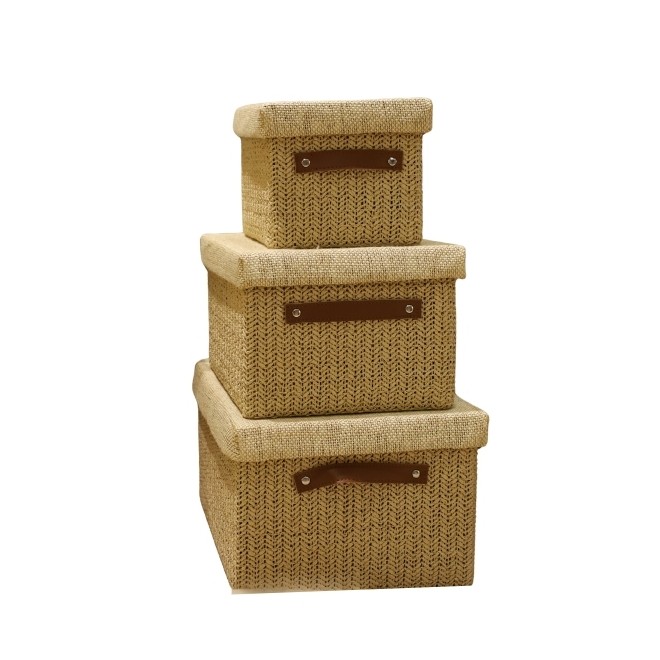 Canasto de Fibra Natural Set x 3 Con...